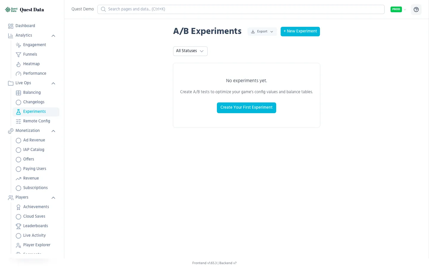 Experiment creation with traffic splitting